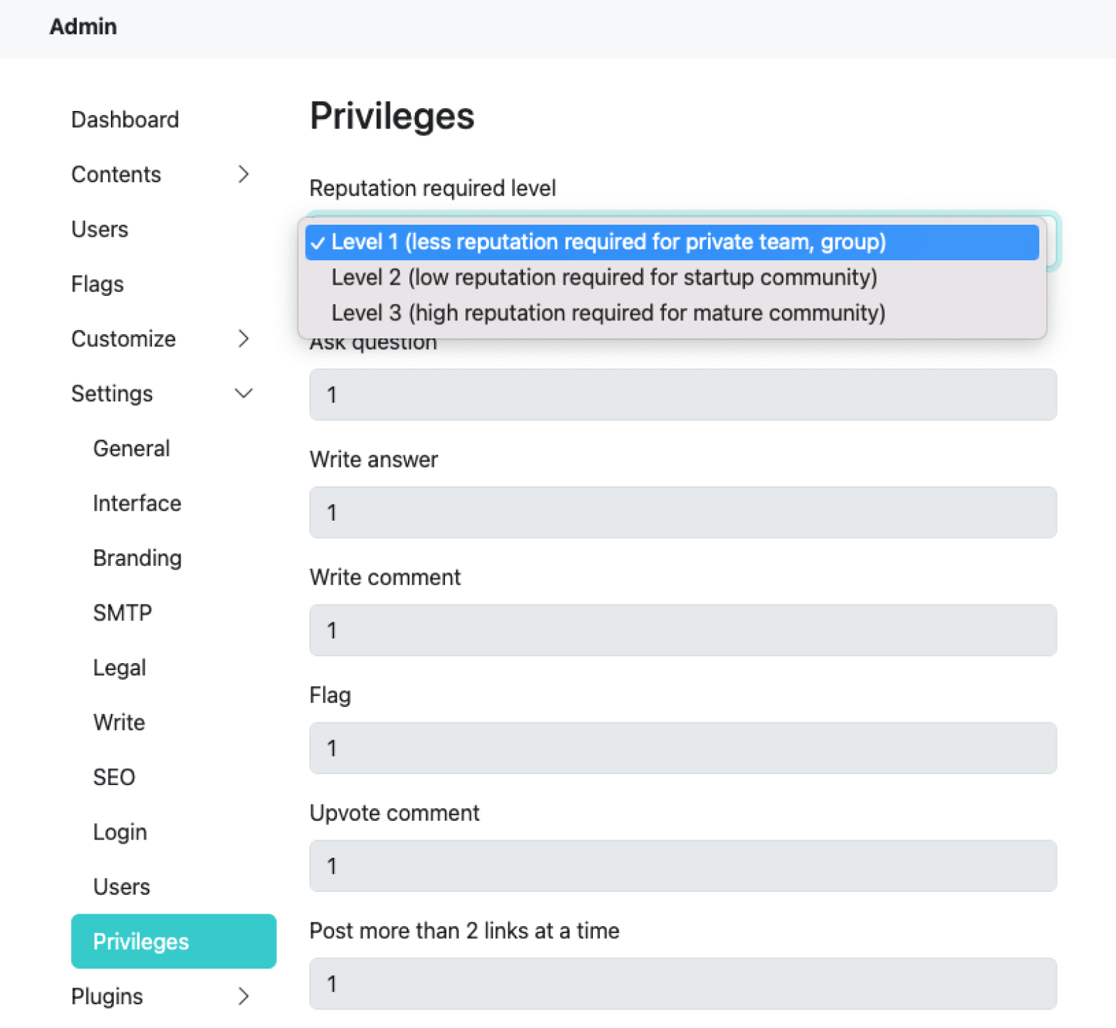 Admin Can Change Privileges Level in Answer